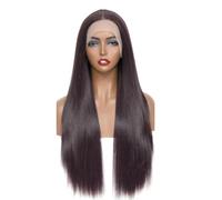 Pelucas de pelo sintético de pelo de encaje para mujer Peluca de encaje recto yaki largo natural parte media