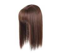 Pelucas de pelo Women Long Straight Wig with Air Bang High Temperature Fiber Natural Look Smooth One-Piece Head Replacement(Light Brown,18cm)