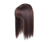 Pelucas de pelo Women Long Straight Wig with Air Bang High Temperature Fiber Natural Look Smooth One-Piece Head Replacement(Dark Brown,35cm)