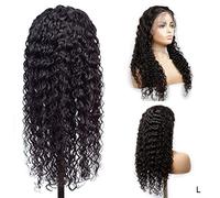 Pelucas Delanteras Cabello Sintético Peluca Delantera De Cabello Rizado Extraño Negro Remy Y Cabello Corto De Mujer Negra 150% Cabello Secreto De Vacaciones, 28 Pulgadas (22 Pulgadas)
