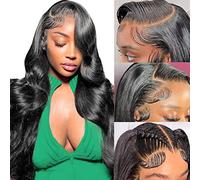 Pelucas delanteras de encaje 13 x 6 cm cabello humano pre-rizado densidad 180 66 cm HD Cuerpo onda encaje frente Wigs pelo humano 10A peluca frontal para mujer peluca de pelo humano sin pegamento