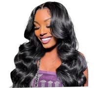 Pelucas delanteras de encaje cabello humano, peluca de cabello humano prepollado de 20 pulgadas de alta densidad con bebé, peluca de ola corporal sin guas de encaje HD, ola de cuerpo negro natural fr