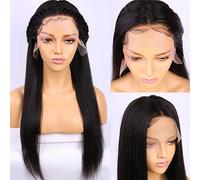 Pelucas Delanteras De Encaje Cabello Sintético Peluca Delantera De Encaje Remy 13X4 Recta Peruana Con Cabello De Bebé Peluca Cerrada De Encaje 4X4, 18 Pulgadas (22 Pulgadas)