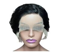 Pelucas delanteras de encaje HD con corte Pixie rizado de 6 pulgadas, peluca corta con ondas de agua for cabello humano, parte lateral 13x4x1