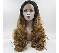 Pelucas Delanteras De Encaje Peluca De Pelo Sintético Ondulado Largo Para Mujer Con Raíces Oscuras Peluca Ondulada Dorada Resistente Al Calor, 24 Pulgadas (20 Pulgadas)