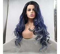 Pelucas Delanteras De Encaje Peluca Frontal De Encaje Sin Cinturón Big Wave Supreme Peluca De Pelo Sintético De Densidad 150% Peluca De Pelo Azul, 22 Pulgadas (20 Pulgadas)
