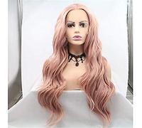 Pelucas Delanteras De Encaje Peluca Sintética Para Mujer Peinado En Capas De Color Rosa Ondulado Peluca De Mujer De Cabello Sintético De Densidad 150% Con Encaje Rosa Largo, 16 Pulgadas (24 Pulgadas)