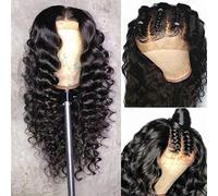 Pelucas Delanteras De Encaje Pelucas Sintéticas Peluca Suelta De Onda Profunda Peluca Humana Frontal De Encaje 13X4 Mujeres Negras Cabello Brasileño Remy Real Línea De Cabello Natural Peluca Frontal