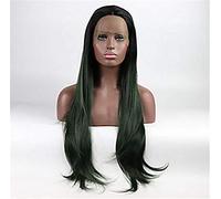 Pelucas Delanteras Pelucas Sintéticas Para Mujer, No Rizadas, Cabello Sintético De 180% De Densidad, Peluca Elástica Ajustable Resistente Al Calor, Peluca Verde Con Frente Largo, 16 Pulgadas (24 Pulg