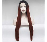 Pelucas Delanteras Pelucas Sintéticas Pelucas Sintéticas Rectas De 150% De Densidad Para Mujer, Peluca Elástica Ajustable Resistente Al Calor, Peluca Roja De Frente Largo, 18 Pulgadas (24 Pulgadas)