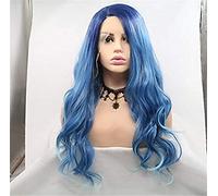 Pelucas Delanteras Sintéticas Cuerpo De Dama Ondulado Peinado En Capas Azules Peluca Elástica Resistente Al Calor De Cabello Sintético De Densidad 150%, 18 Pulgadas (20 Pulgadas)