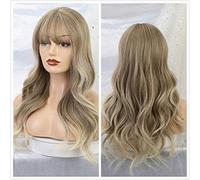 Pelucas Delanteras Sintéticas Ombre Negro Marrón Rubio Peluca Sintética Larga Y Recta Para Fiesta De Mujer Peluca De Cosplay Con Flequillo Lateral Resistente Al Calor,C (G)