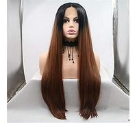 Pelucas Delanteras Sintéticas Peinado En Capas Recta Extraña Densidad 150% Cabello Sintético Resistente A Altas Temperaturas Peluca Marrón Oscuro Para Dama Peluca Larga, 20 Pulgadas (20 Pulgadas)