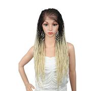 Pelucas Delanteras Sintéticas Peluca Sintética Femenina Negra Peluca Trenzada 13X6 Peluca Trenzada Rubia 613 Peluca Delantera Larga Peluca Artificial, 22 Pulgadas (28 Pulgadas)
