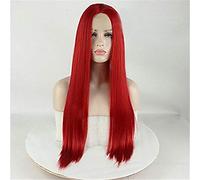Pelucas Delanteras Sintéticas Seda Mate Recta 150% Densidad Resistente A Altas Temperaturas Peluca Sintética Para Mujer Frente Largo Rojo, 18 Pulgadas (24 Pulgadas)