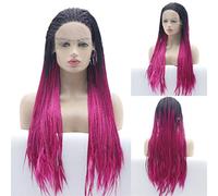 Pelucas Delanteras Trenzadas Caja Trenzada De Dos Tonos De Color Peluca Delantera Sintética Peluca Tejida A Mano Ombre Para Mujeres Con Cabello De Bebé, 26 Pulgadas (22 Pulgadas)