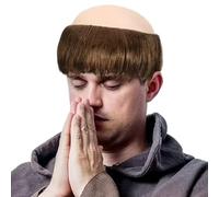 Pelucas divertidas peluca corta calva disfraz de monje marrón claro para adultos Cosplay fiesta temática de Halloween, decoración