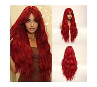 Pelucas Envío muy barato pelo ondulado peluca roja peluca larga con flequillo natural Cosplay fiesta pelucas for mujeres gratis Mujer Natural Pelo humano Pelucas (Color : LC2084-1)