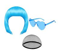 Pelucas estilo Bob para mujer, tocado de neón | Peluca de disfraz de carnaval para mujeres y niñas, de disfraces, cómics, convenciones, bailes de máscaras, escuela, obras de teatro, conciertos