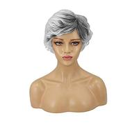 Pelucas Europeas Y Americanas Estrella De Mujer Con Peluca De Pelo Corto Y Rizado 14 Cm Blanco Y Negro