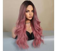 Pelucas Europeas Y Americanas Para Mujeres Con Cabello Largo, Raya Media, Pelucas Onduladas Grandes, Reflejos Degradados, Pelucas De Cabeza Completa