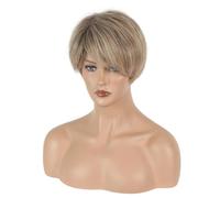 Pelucas Europeas Y Americanas Para Mujeres Con Pelo Corto, Flequillo Oblicuo, Pelucas De Pelo Liso, Tocados, Oro Degradado