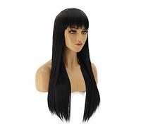 Pelucas Europeas Y Americanas Rose Net Negro Peluca De Pelo Largo Y Liso Conjunto De 70 Cm De Pelo