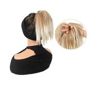 Pelucas Extensión de cola de caballo de pelo sintético corto y liso con banda elástica for mujer y niña. Moño(27T613)