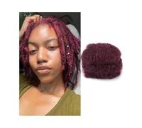 Pelucas Extensiones de cabello humano afro rizado a granel, 30 g/paquete, morado, for rastas Peluca de mujer(8inches)