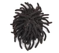 Pelucas for hombre, estilo afro rizado, con rastas, cabello natural negro de 3 a 7 pulgadas, sistemas de reemplazo de cabello humano. Suave y Transpirable(7inches Dreadlocks 120%,5"x7")