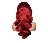 Pelucas frontales de encaje rojo, cabello humano 13x4 HD transparente, onda corporal, sin pegamento, for mujeres Wiglets(32inch)