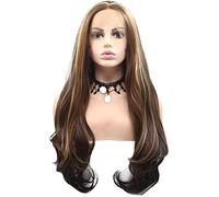 Pelucas frontales de encaje suelta onda larga rizada resistente al calor color mezclado colorido colorido sin glanalidad rizado para las mujeres Cosplay cabello 24 pulgadas chenghuax