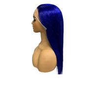 Pelucas frontales de encaje transparente HD 13x4, pelucas de cabello humano azul marino sin pegamento for mujeres negras, fáciles de usar. Adorno de pelo para mujer(Dark blue-150%,14inch)