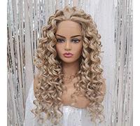 Pelucas Frontales Peluca Sintética Cabello Largo Y Rizado Resistente Al Calor Peluca Superior Sintética Marrón Claro Fiesta Diaria Mujeres Negras Peluca De Cosplay Negra, A, 22 Pulgadas (16 Pulgadas