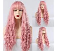 Pelucas Frontales Peluca Sintética Peluca Larga Ondulada Peluca De Cosplay Peluca Natural Para Damas Flequillo Ombre Peluca Sintética Resistente Al Calor, A, 16 Pulgadas (20 Pulgadas | A)