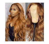 Pelucas Ginger Brow Body Wave Peluca 20-30 "Onda larga Sintética Parte T Pelucas delanteras de encaje for mujeres Glueless Pre Plugged Hairline Peluca de fibra natural resistente al calor Peluca de mu