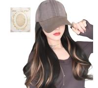 Pelucas Gorra Para Mujer - Gorra de Béisbol con Pelo Incorporado,Tocado Transpirable Y Moderno Para Vacaciones Actividades Exteriores Viajes Diarios