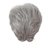 Pelucas grises cortas para mujeres, pelucas grises cortas peluca ondulada rizada natural con flequillo para fiesta diaria