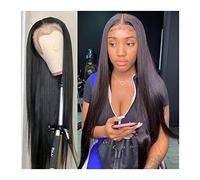 Pelucas HD Transparente 13X6 Peluca de cabello humano frontal de encaje 16-30 "Peluca frontal de encaje invisible recta larga Pelucas de cabello Remy brasileño de color natural for mujeres negras Pelu