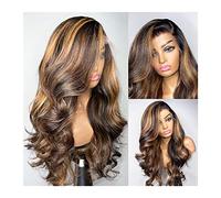 Pelucas Highlight Body Wave 13X6 Pelucas delanteras de encaje 150% cabello humano Ombre 13X4 Pelucas frontales de encaje for mujeres, 8-32 "HD Peluca de encaje transparente con línea de cabello prearr