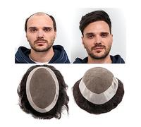 Pelucas Hombre Tupé for hombres Sistema de reemplazo de tupé de cabello humano mono fino con PU alrededor for hombres Línea de cabello natural Prótesis de cabello masculino duradera de densidad media