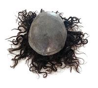Pelucas Hombre Tupé rizado de 24 mm for hombres, base completa de PU duradera, peluquín for hombres, cabello humano, prótesis capilar for hombres, sistema de reemplazo de cabello transpirable, postizo