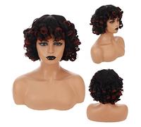 Pelucas HOUYAN pelo corto y rizado sintético negro mujer negro marrón peluca africana con flequillo accesorios for el cabello femenino natural Peluca de cosplay (Color : 004)
