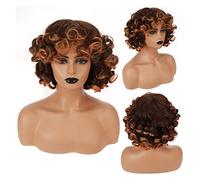 Pelucas HOUYAN pelo corto y rizado sintético negro mujer negro marrón peluca africana con flequillo accesorios for el cabello femenino natural Peluca de cosplay (Color : 006)