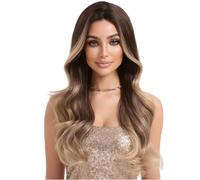Pelucas Largas Para Mujer Con Mechas Rubias Y Castañas - Peluca Rizada Y Ondulada De 26 Pulgadas Con Raya Al Medio - Cabello Resistente Al Calor Para Uso Diario Y Fiestas