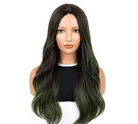 Pelucas Largas Verdes Con Efecto Ombré Para Mujer - Pelucas Largas Y Rizadas De 26 Pulgadas, Resistentes Al Calor, De Aspecto Natural Y Con Raya Central; Ideales Para Uso Diario, Fiestas Y Cosplay.