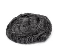 Pelucas masculinas con encaje frontal y parte superior mono, línea de cabello natural, peluca de cabello humano de 30 mm, densidad 120 Suave y Transpirable(6"x8")