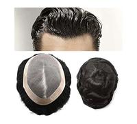 Pelucas Mono fino for hombre, tupé de 6 ", cabello Remy, sistema de reemplazo de cabello de piel sintética, peluca de monofilamento de PU duradera de 120% de densidad, postizo for hombres Pelucas para