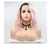 Pelucas Muje Ombre Hot Pink peluca largo rizado ondulado sintético raíces oscuras pelucas para mujeres parte media disfraz Cosplay peluca Peluca Pelo Natural