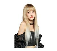 Pelucas Muje Peluca blanca degradada de encaje rubio para mujer, peluca larga y recta de uso diario hecha con fibra Peluca Pelo Natural